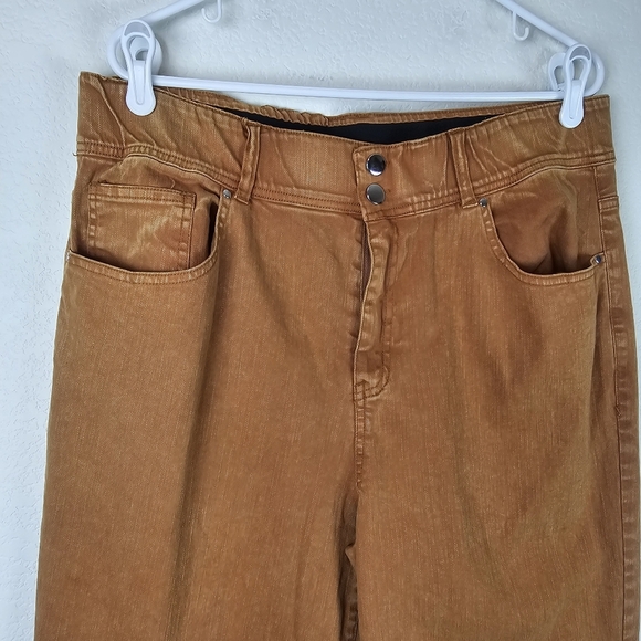 NWOT T.E By Tracy Evans Wide Leg Caramel Denim Jeans - Picture 3 of 11